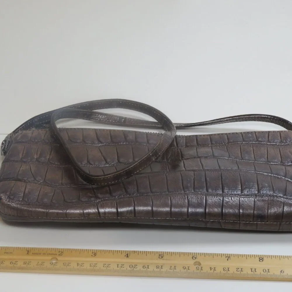 John Galliano Croc Embossed Leather Handbag